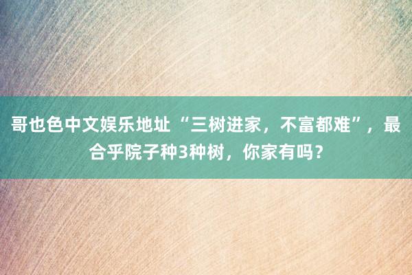 哥也色中文娱乐地址 “三树进家，不富都难”，最合乎院子种3种树，你家有吗？