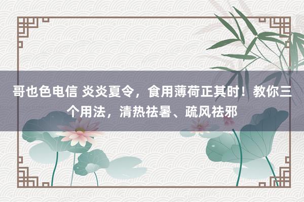 哥也色电信 炎炎夏令，食用薄荷正其时！教你三个用法，清热祛暑、疏风祛邪
