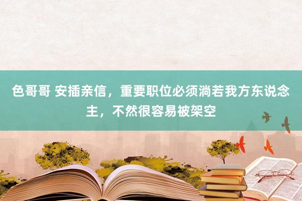 色哥哥 安插亲信，重要职位必须淌若我方东说念主，不然很容易被架空