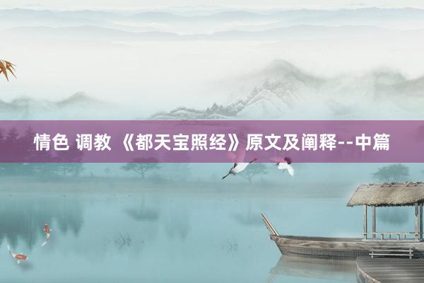 情色 调教 《都天宝照经》原文及阐释--中篇